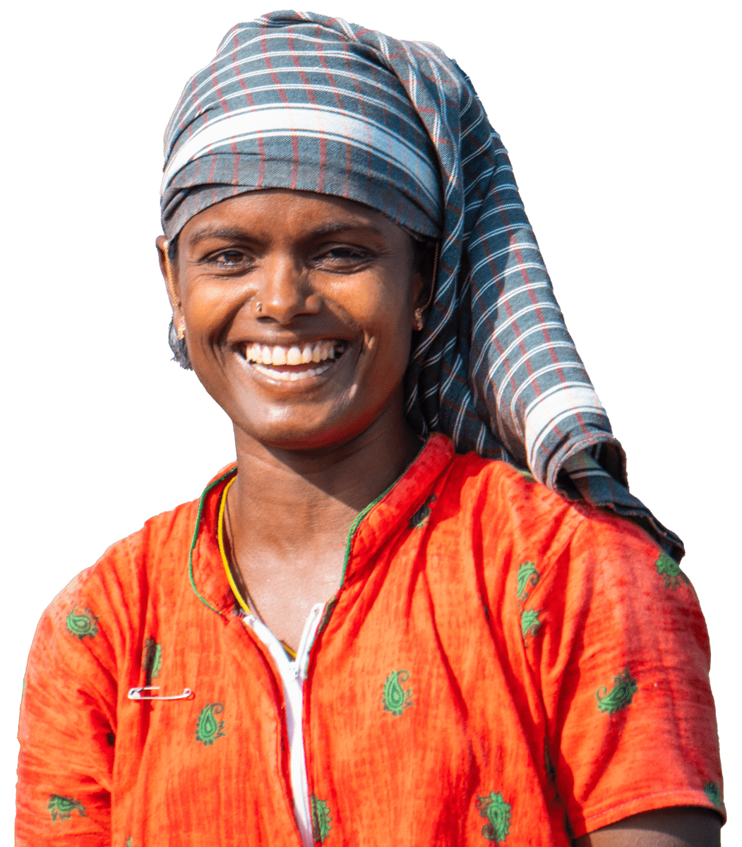 Lachende Frau In Orangenem Oberteil